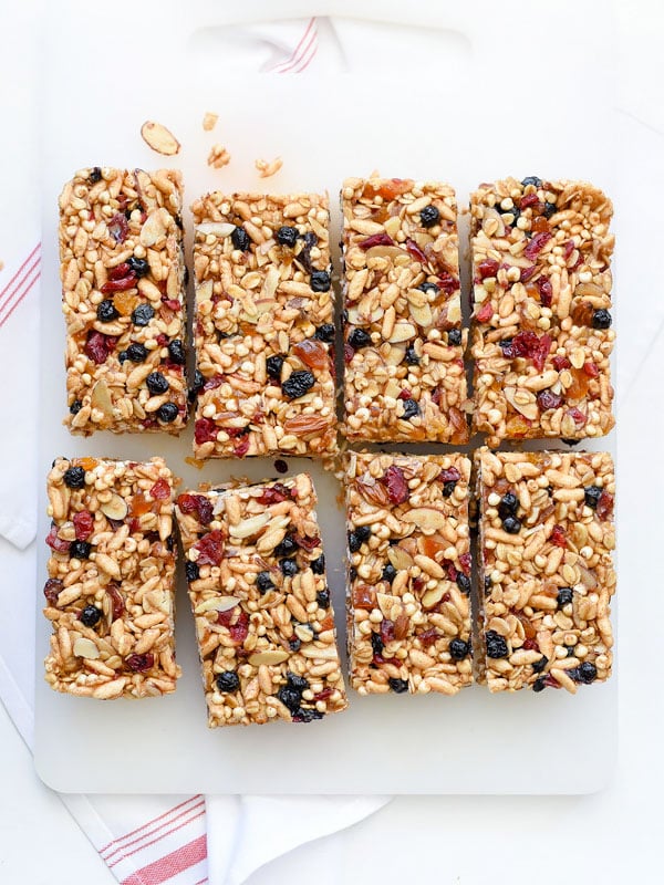 Chewy Almond Butter Power Bars | foodiecrush.com #homemade #recipes #healthy #protein #nobake