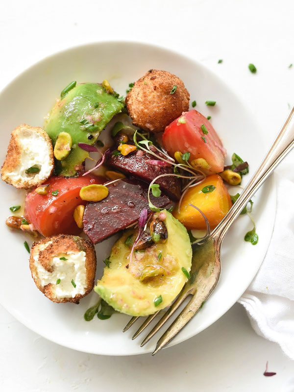 Beet, Avocado and Fried Goat Cheese Salad | foodiecrush.com 