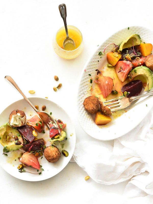 Beet, Avocado and Fried Goat Cheese Salad | foodiecrush.com 