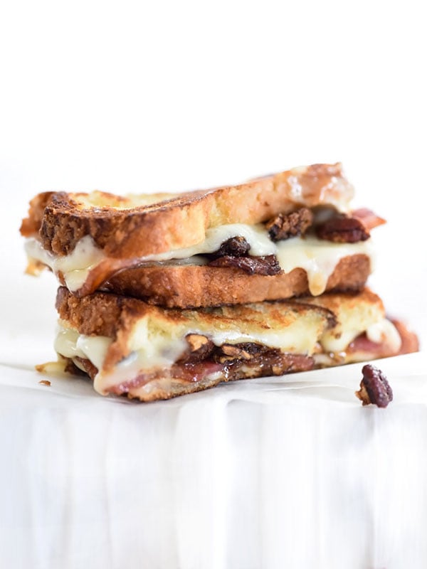 Brown Sugared Pecans and Sweet Bacon with Havarti Grilled Cheese | foodiecrush.com #sandwich #recipes #desserts