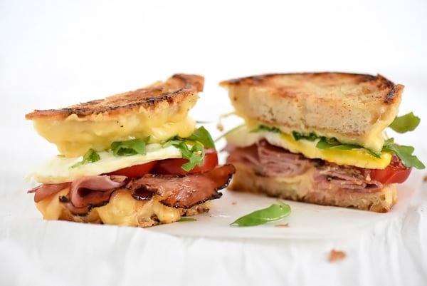 Ham and Smoked Gouda Grilled Cheese Breakfast Sandwich | foodiecrush.com 