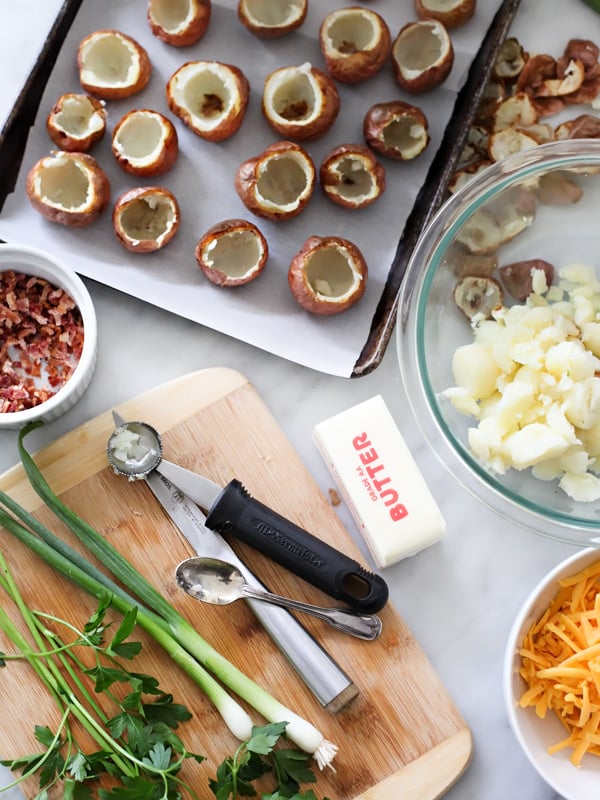 making twice-baked red potatoes