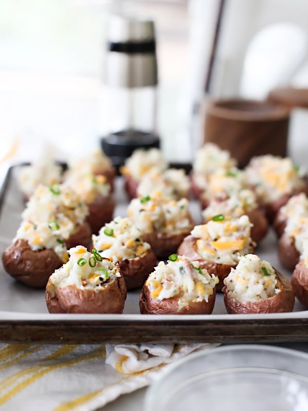 stuffed roasted red potatoes ready to be baked again