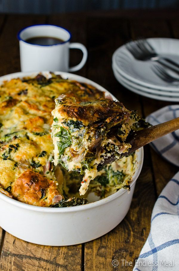 Gruyère, White Cheddar and Kale Strata from theendlessmeal.com on foodiecrush.com