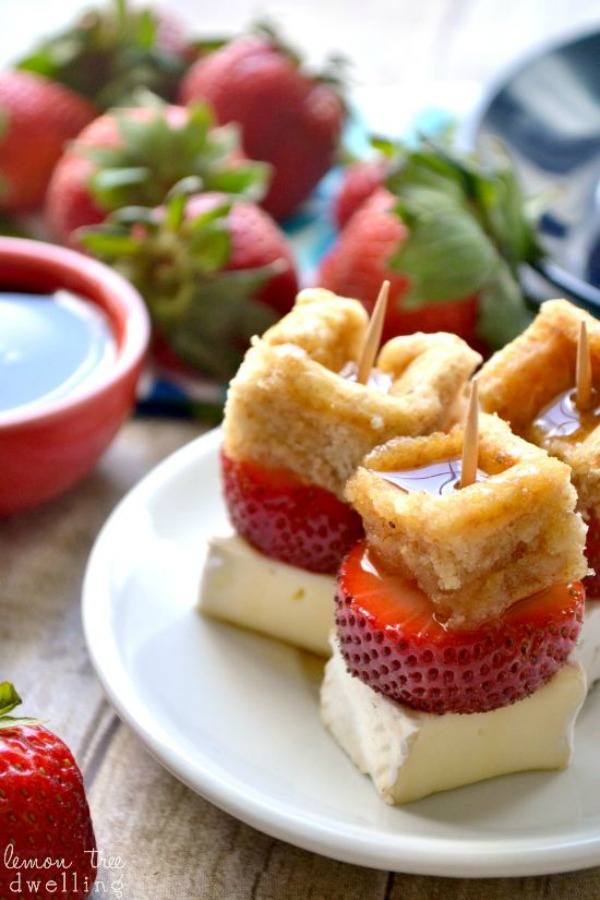 Strawberry-Brie Waffle Bites from lemontreedwelling.com on foodiecrush.com