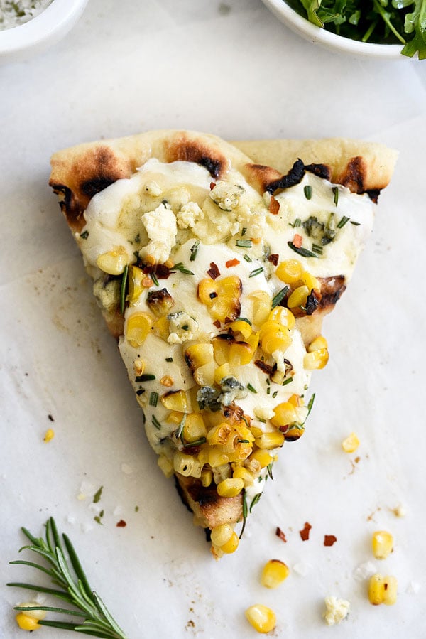 Charred Corn and Rosemary Grilled Pizza foodiecrush.com 