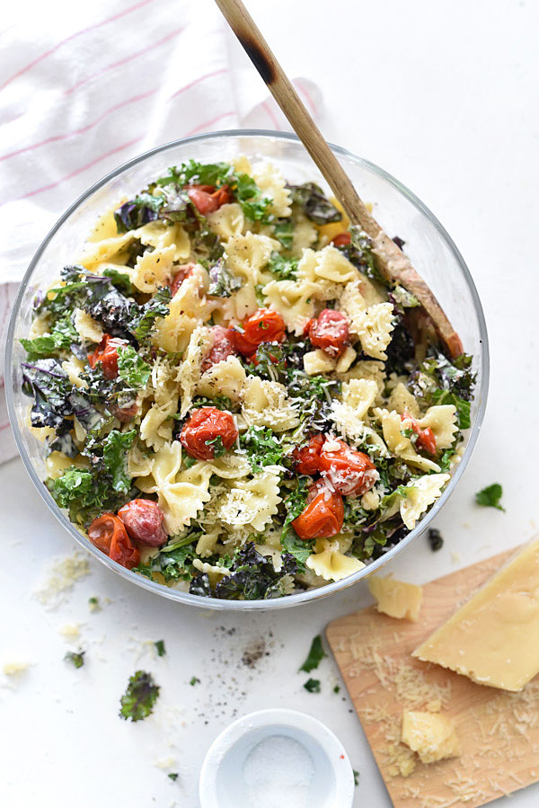 Kale Caesar Pasta Salad | foodiecrush.com