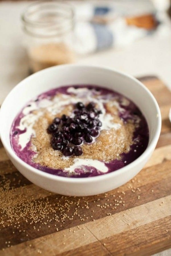 Blueberries 'n' Cream Amaranth Porridge from naturallyella.com on foodiecrush.com