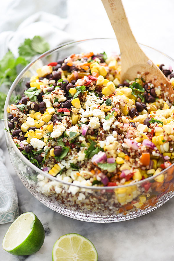 Southwest Quinoa and Grilled Corn Salad | foodiecrush.com #recipes #withblackbeans #cold #healthy #easy