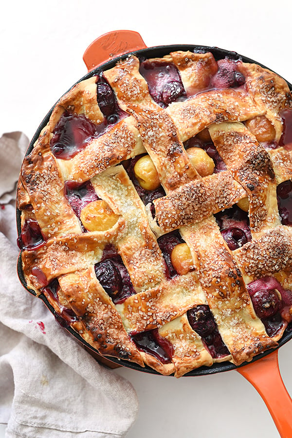 Skillet Cherry Pie | foodiecrush.com #filling #recipe #easy #homemade