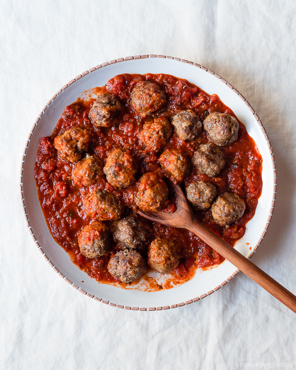 Spanish Style Lamb Meatballs with Spicy Tomato Sauce from forkknifeswoon.com on foodiecrush.com 