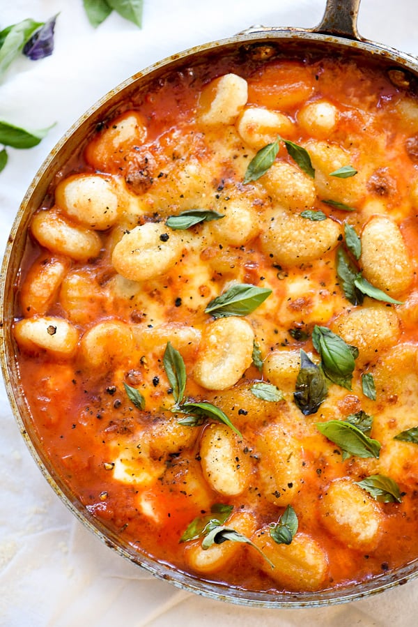 Gnocchi With Pomodoro Sauce | foodiecrush.com #recipes #sauce #mozzarella 