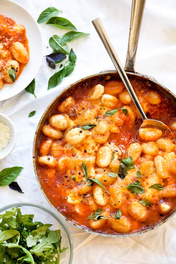 Gnocchi With Pomodoro Sauce | foodiecrush.com #recipes #sauce #mozzarella 