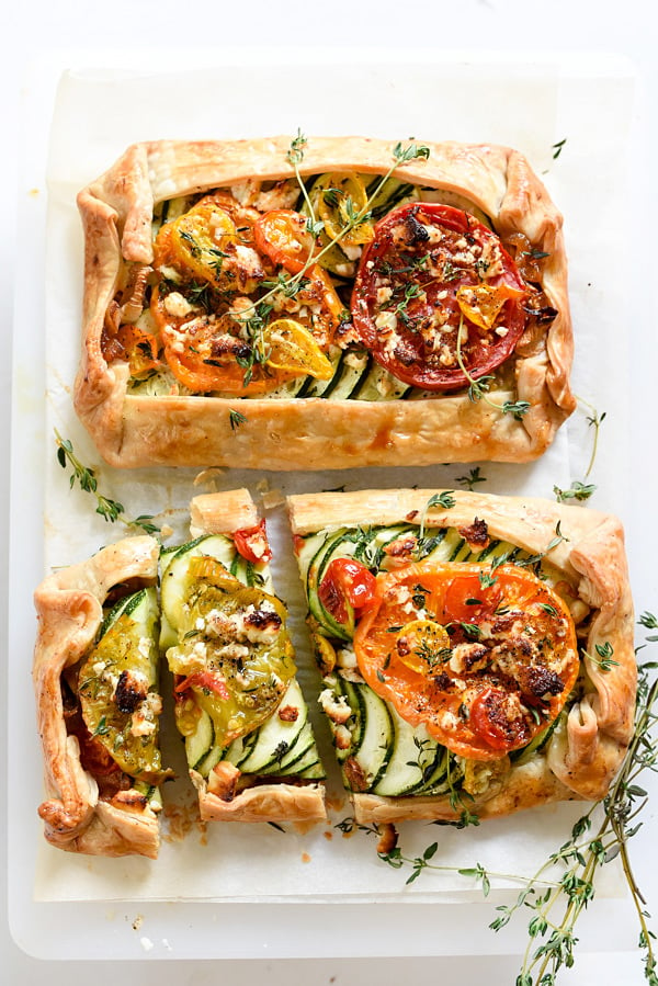 Heirloom Tomato, Zucchini, Caramelized Onion and Feta Galette | foodiecrush.com 