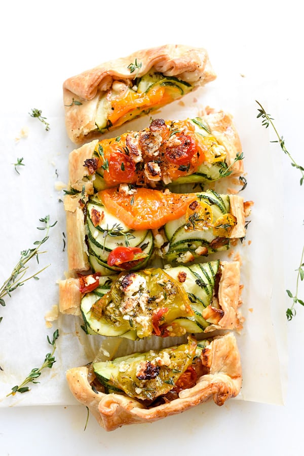 Heirloom Tomato, Zucchini, Caramelized Onion and Feta Galette | foodiecrush.com 
