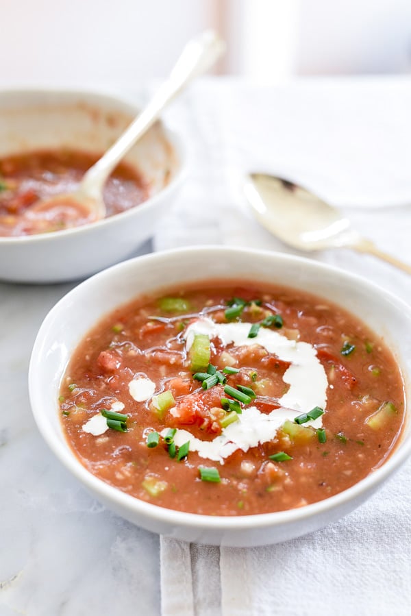 Classic Gazpacho Recipe | foodiecrush.com 