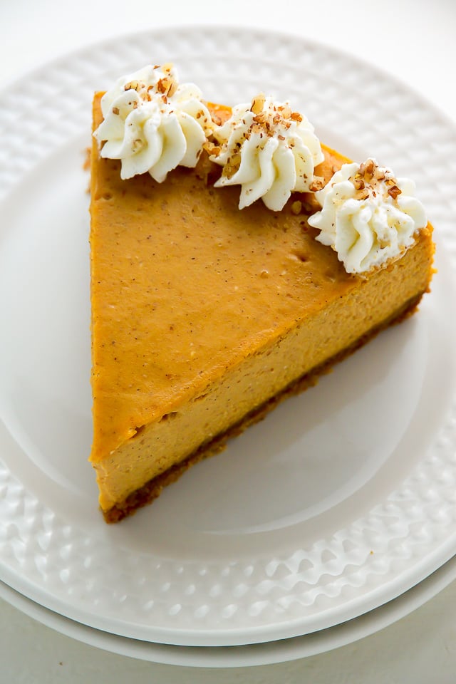 Pumpkin Ricotta Cheesecake with Brown Butter and Grand Marnier Whipped Cream from Baker by Nature on foodiecrush.com 