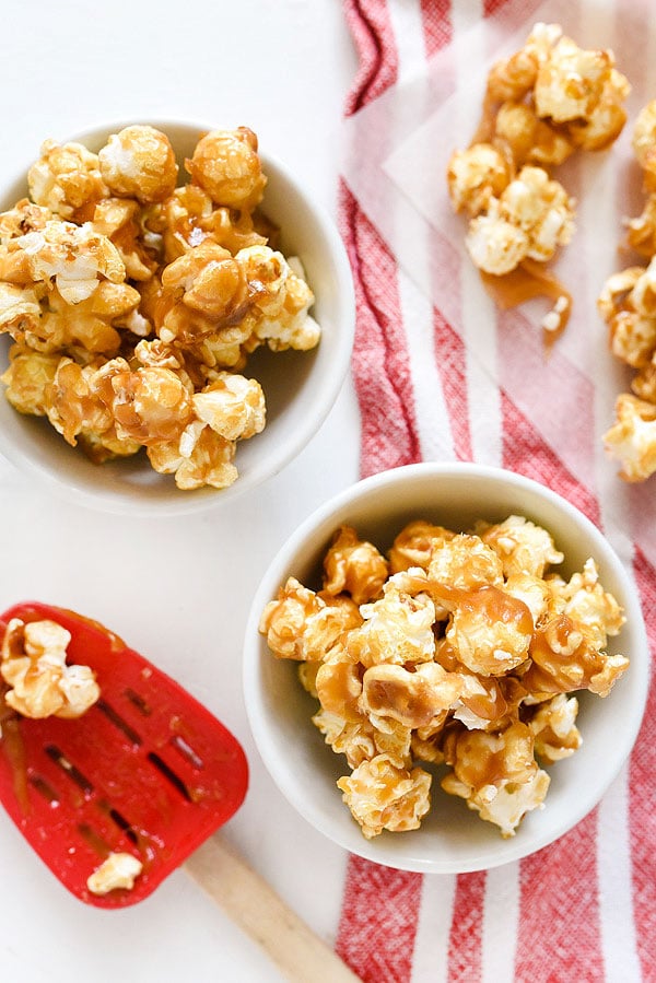 The Best Chewy Caramel Corn | foodiecrush.com #easy #recipe #homemade