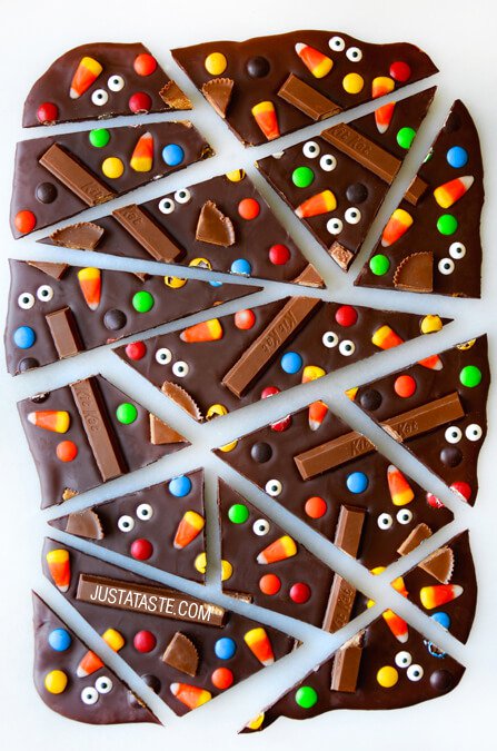 Halloween Candy Bark from Just a Taste on foodiecrush.com 