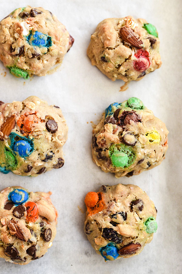 Loaded Monster Cookies | foodiecrush.com #recipe #healthy #soft #easy #Halloween