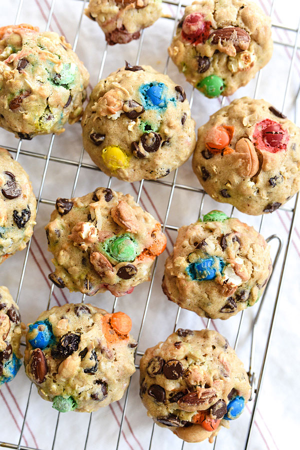 Loaded Monster Cookies | foodiecrush.com #recipe #healthy #soft #easy #Halloween