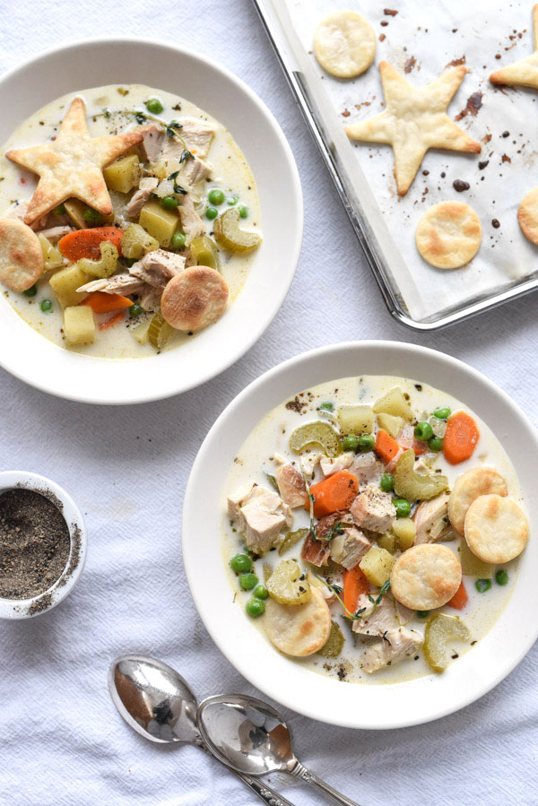 Turkey Pot Pie Soup is one of my favorite and easy recipes to use up leftover turkey | foodiecrush.com 