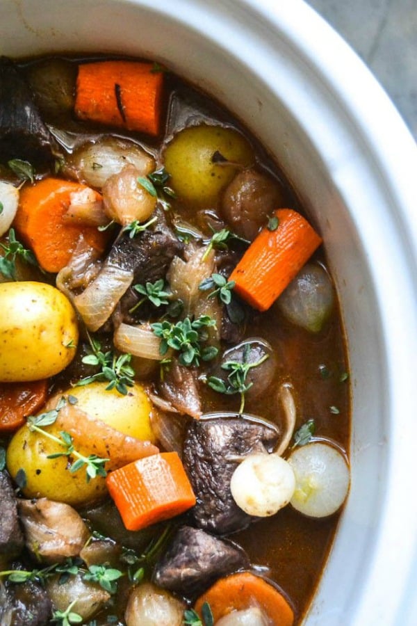 Slow Cooker/Crock Pot Beef Bourguignon from theviewfromgreatisland.com on foodiecrush.com
