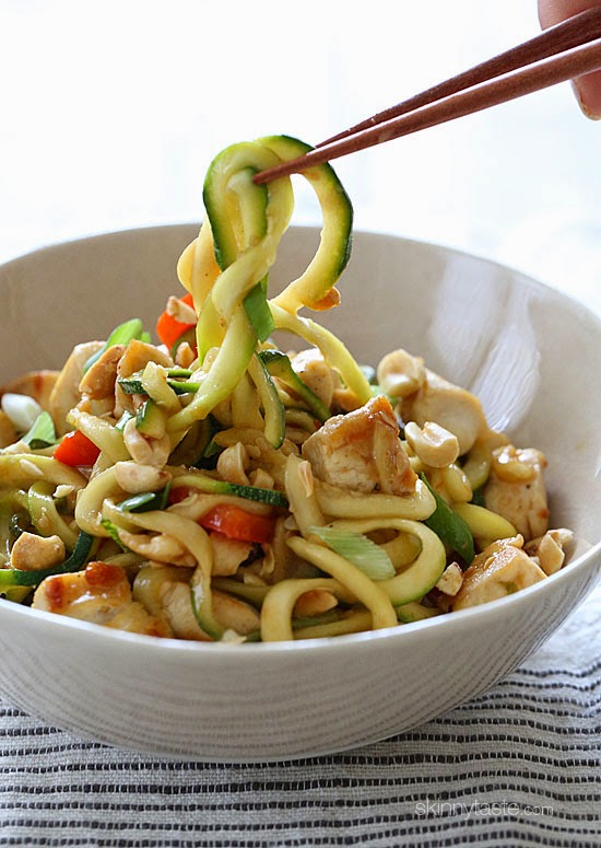 Kung Pao Chicken Zoodles for Two from Skinnytaste on foodiecrush.com