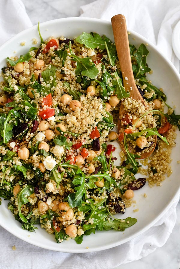Mediterranean Quinoa Salad | foodiecrush.com #healthy #recipes #dressing #feta