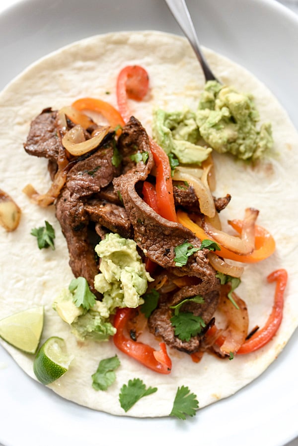 homemade fajita on white plate