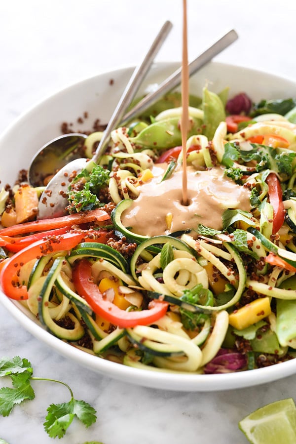 Thai Zucchini Noodle and Quinoa Salad | foodiecrush.com 