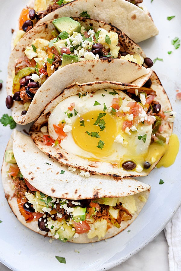Breakfast Tacos Recipe for breakfast, brunch or dinner | foodiecrush.com