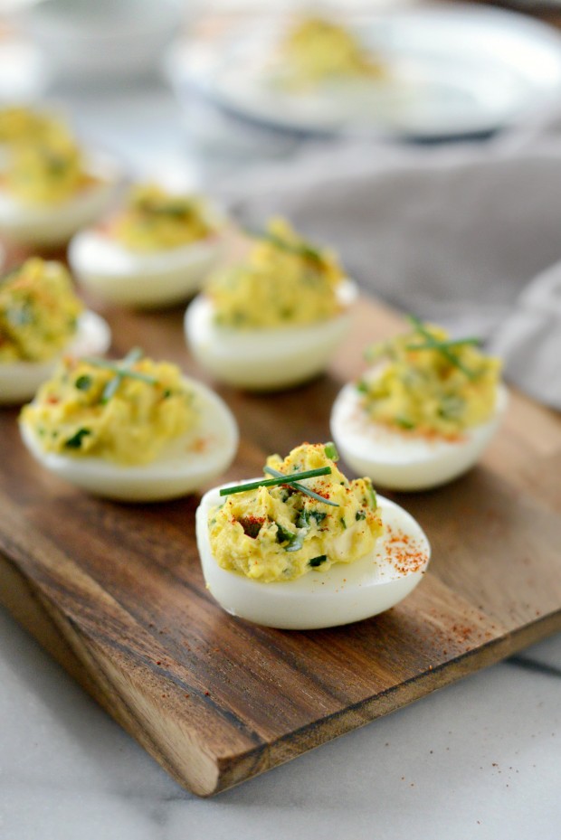 Herb and Goat Cheese Deviled Eggs from Simply Scratch on foodiecrush.com