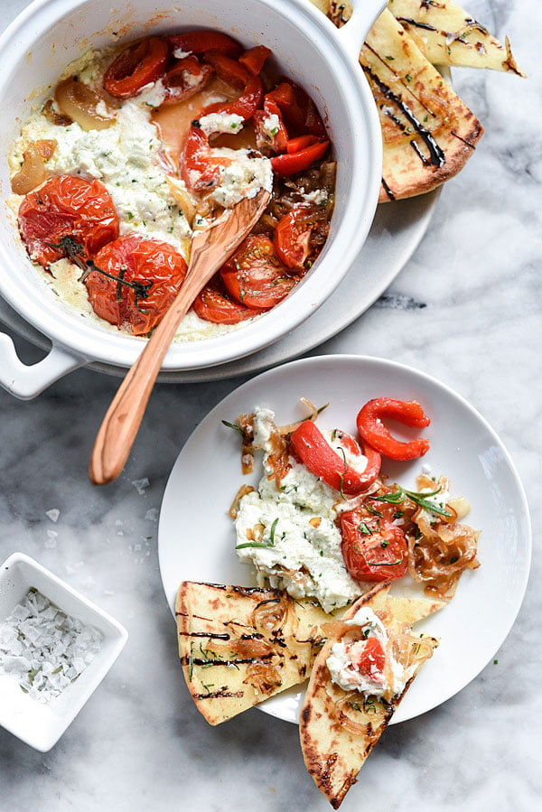 Rosemary Flatbread with Baked Goat Cheese | foodiecrush.com 