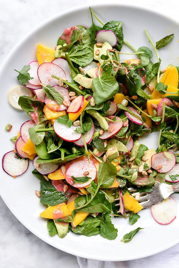 Mango and Avocado Salad on foodiecrush.com #recipe #dressing #vegans #glutenfree