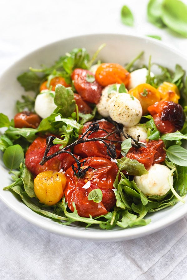 Roasted Tomato Caprese Salad | foodiecrush.com