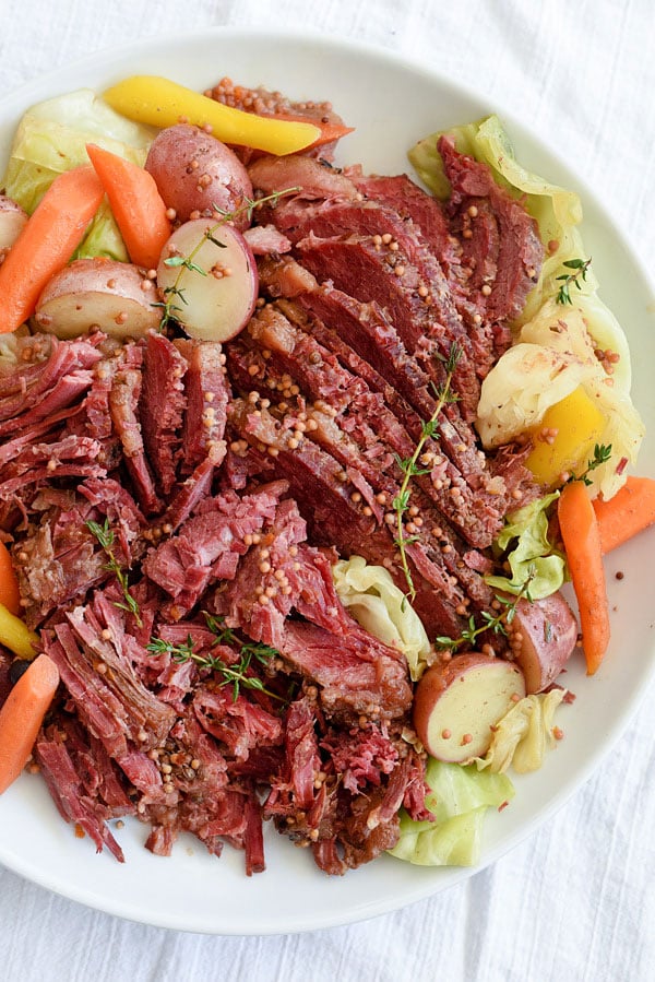 Slow Cooker + Instant Pot Corned Beef and Cabbage | foodiecrush.com #crockpot #recipe #slowcooker #easy #instantpot