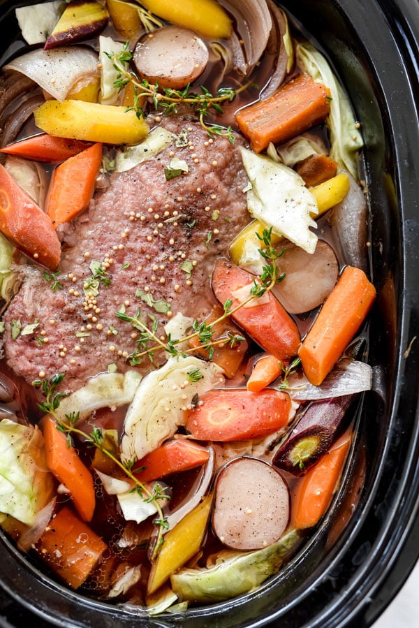 Slow Cooker + Instant Pot Corned Beef and Cabbage | foodiecrush.com #crockpot #recipe #slowcooker #easy #instantpot