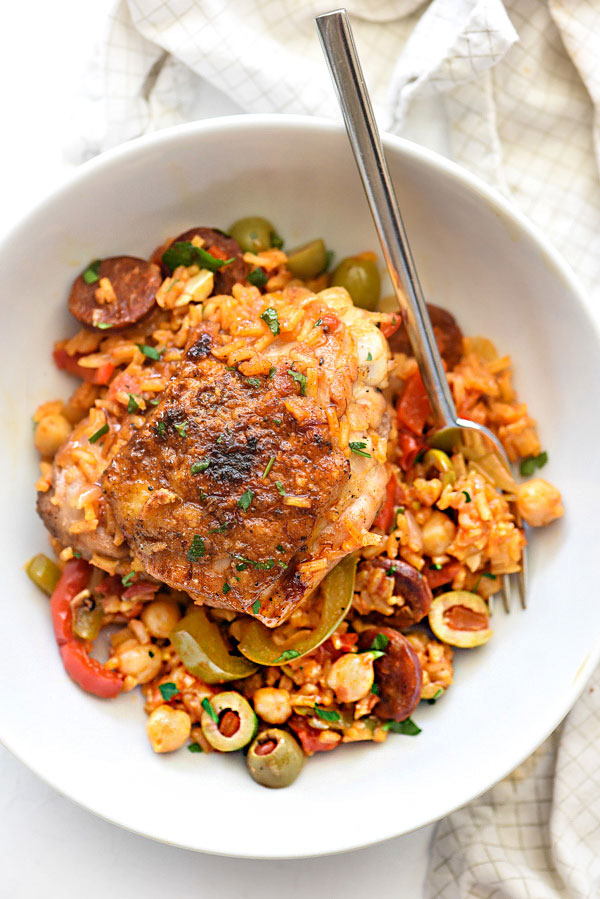 Spanish Chicken and Rice | foodiecrush.com #ArrozConPollo #easy #recipes #onepot