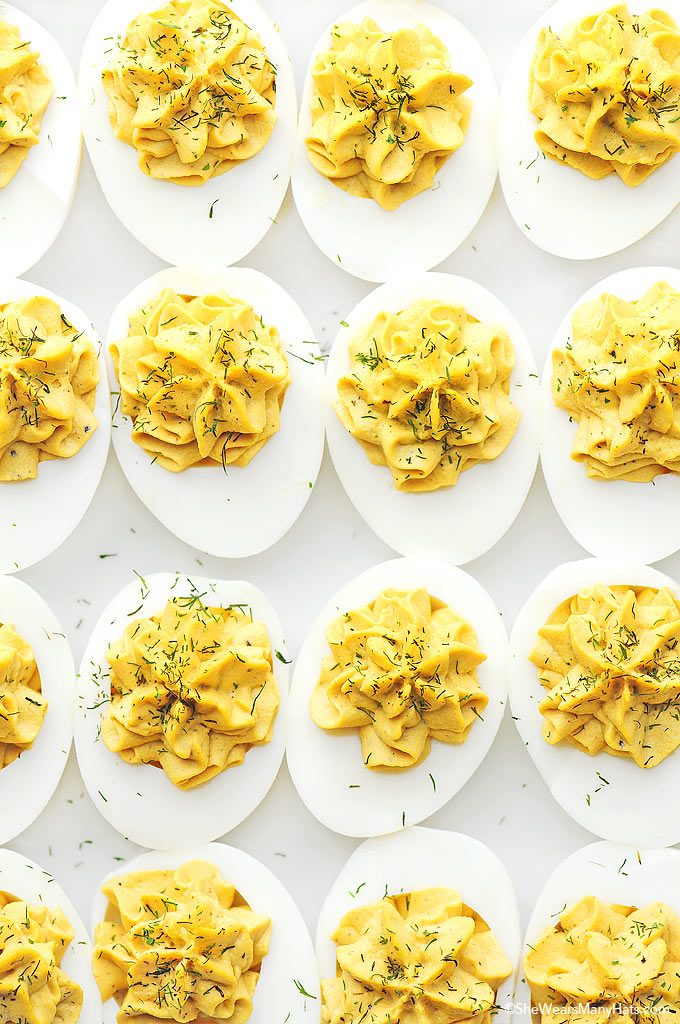 Perfect Deviled Eggs from She Wears Many Hats on foodiecrush.com