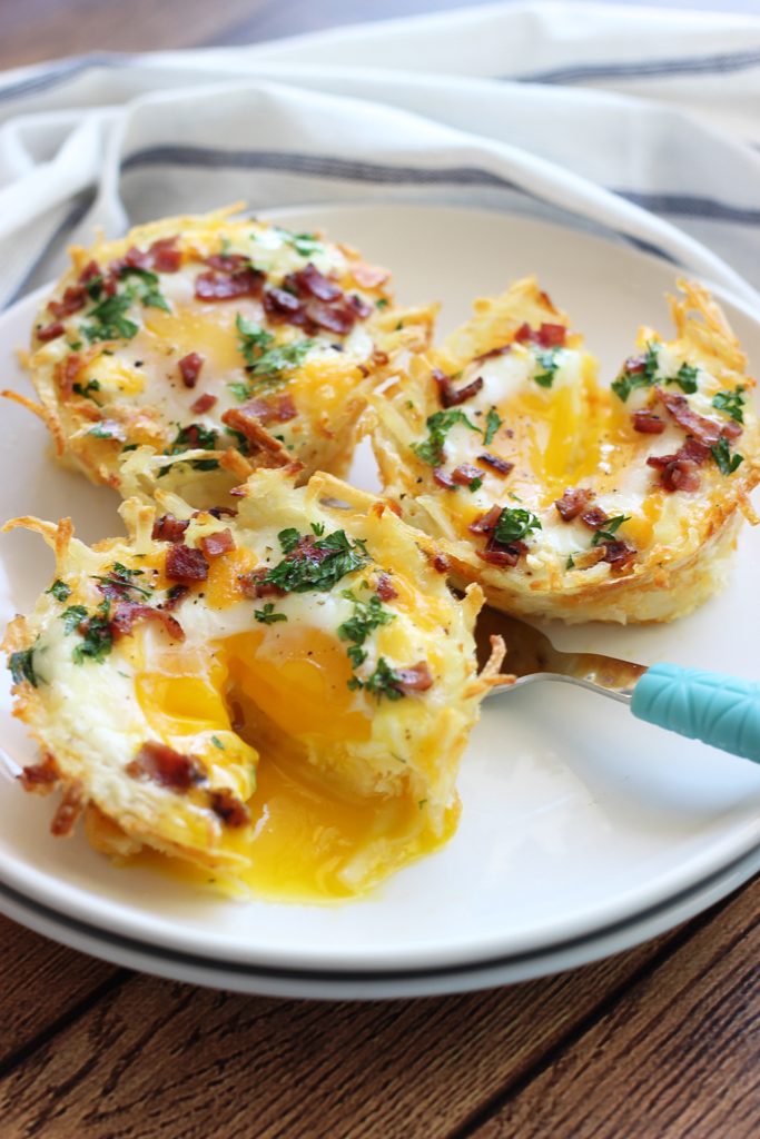 Hash Brown Egg Nests with Avocado from The Cooking Jar on foodiecrush.com