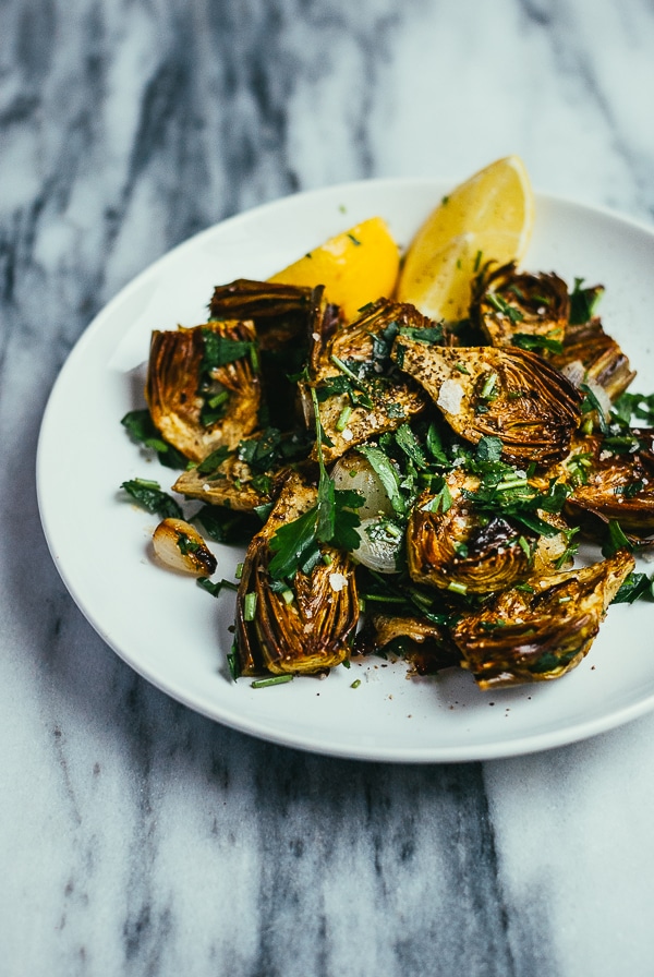 Roasted Baby Artichokes and Pearl Onions from Brooklyn Supper on foodiecrush.com