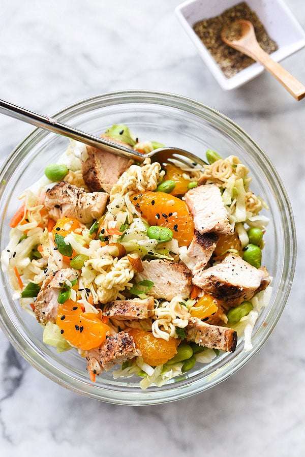 asian ramen salad with chicken