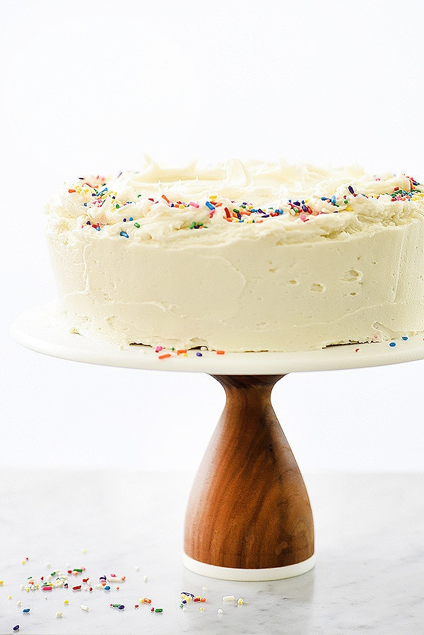 confetti cake recipe with homemade vanilla buttercream