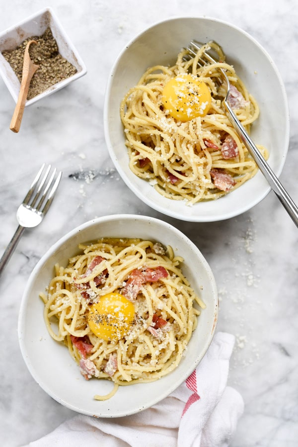 Spaghetti alla Carbonara recipe | foodiecrush.com