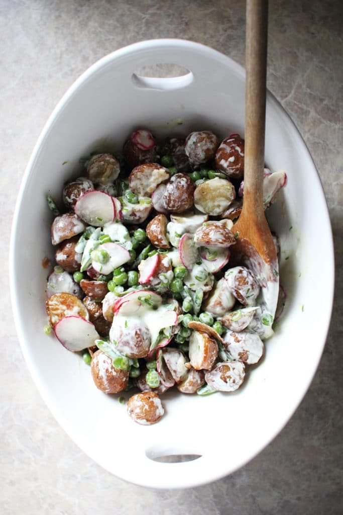 Roasted Potato Salad with Creme Fraiche from the Flourishing Foodie on foodiecrush.com