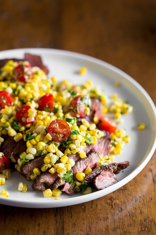 Grilled London Broil with Corn Salsa from Nutmeg Nanny on foodiecrush.com