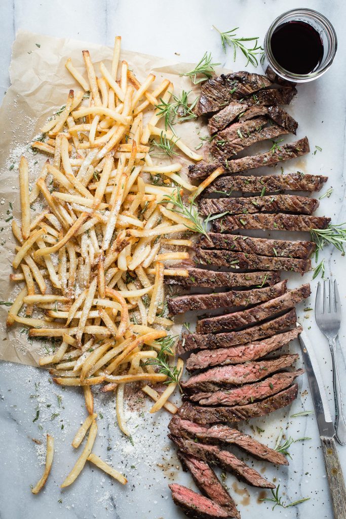 Skirt Steak with Truffle Oil Parmesan Fries from Foodness Gracious on foodiecrush.com 