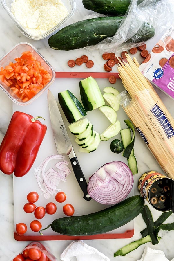 Easy Italian Spaghetti Pasta Salad | foodiecrush.com 