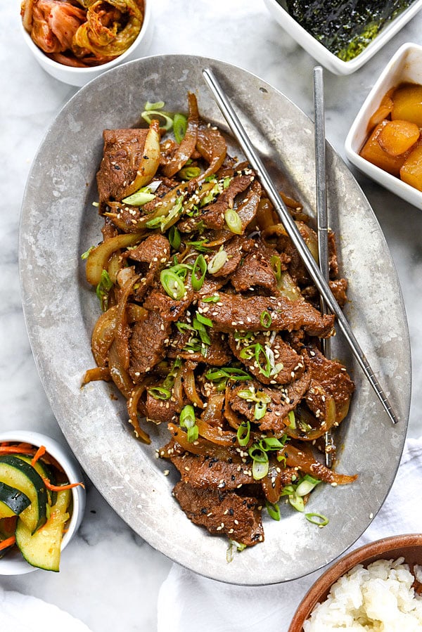 beef bulgogi in serving dish